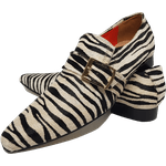 Sapato Masculino Italiano em Couro Social Executivo Branco Zebra Bico Fino Ref: 287 Branco