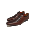 Sapato Masculino Italiano em Couro Social Executivo Marrom Cross Bico Fino Ref: 288 Marrom