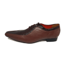 Sapato Masculino Italiano em Couro Social Executivo Marrom Cross Bico Fino Ref: 288 Marrom