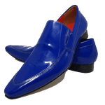 Sapato Masculino Italiano em Couro Social Executivo Azul Bergman Bico Fino Ref: 291 Azul