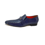 Sapato Masculino Italiano em Couro Social Executivo Azul Luigi Bico Fino Ref: 293 Azul