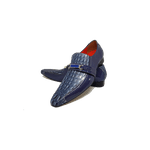Sapato Masculino Italiano em Couro Social Executivo Azul Luigi Bico Fino Ref: 293 Azul