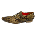 Sapato Masculino Italiano em Couro Social Executivo Cobra Amarelo Chieza Bico Fino Ref: 295 Amarelo