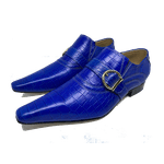 Sapato Masculino Italiano em Couro Social Executivo Azul Touareg Bico Fino Ref: 342 Azul Azul