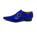 Sapato Masculino Italiano em Couro Social Executivo Azul Touareg Bico Fino Ref: 342 Azul Azul