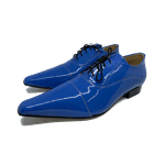 Sapato Masculino Italiano em Couro Social Executivo Azul Serge Bico Fino Ref: 348 Azul Azul