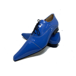 Sapato Masculino Italiano em Couro Social Executivo Azul Serge Bico Fino Ref: 348 Azul Azul
