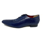 Sapato Masculino Italiano em Couro Social Executivo Azul Serge Bico Fino Ref: 366 Azul Azul