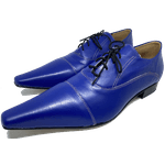 Sapato Masculino Italiano em Couro Social Executivo Azul Apollo Bico Fino Ref: 368 Azul Azul
