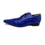 Sapato Masculino Italiano em Couro Social Executivo Azul Apollo Bico Fino Ref: 368 Azul Azul