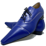 Sapato Masculino Italiano em Couro Social Executivo Azul Apollo Bico Fino Ref: 368 Azul Azul