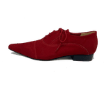 Sapato Masculino Italiano em Couro Social Executivo Vermelho Jostein Bico Fino Ref: 369 Vermelho