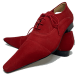 Sapato Masculino Italiano em Couro Social Executivo Vermelho Jostein Bico Fino Ref: 369 Vermelho