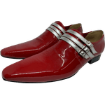 Sapato Masculino Italiano em Couro Social Executivo Vermelho Gaarder Bico Fino Ref: 370 Vermelho