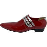 Sapato Masculino Italiano em Couro Social Executivo Vermelho Gaarder Bico Fino Ref: 370 Vermelho