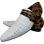 Sapato Masculino Italiano em Couro Social Executivo Branco Onça Bico Fino Ref: 373 Branco Branco