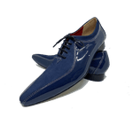 Sapato Masculino Italiano em Couro Social Executivo Azul Paiffer Bico Fino Ref: 375 Azul Azul