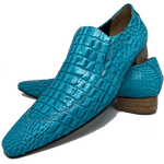 Sapato Masculino Italiano em Couro Social Executivo Azul Aquarius Bico Fino Ref: 390 Azul