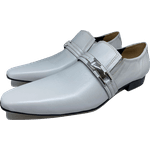 Sapato Masculino Italiano em Couro Social Executivo Branco La Mancha Bico Fino Ref: 399 Branco