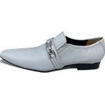 Sapato Masculino Italiano em Couro Social Executivo Branco La Mancha Bico Fino Ref: 399 Branco