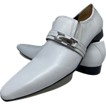 Sapato Masculino Italiano em Couro Social Executivo Branco La Mancha Bico Fino Ref: 399 Branco