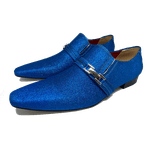 Sapato Masculino Italiano em Couro Social Executivo Azul November Bico Fino Ref: 400 Azul