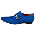 Sapato Masculino Italiano em Couro Social Executivo Azul November Bico Fino Ref: 400 Azul