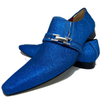 Sapato Masculino Italiano em Couro Social Executivo Azul November Bico Fino Ref: 400 Azul