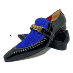 Sapato Masculino Italiano em Couro Social Executivo Azul Orson Bico Fino Ref: 403 Azul