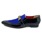 Sapato Masculino Italiano em Couro Social Executivo Azul Orson Bico Fino Ref: 403 Azul