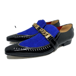 Sapato Masculino Italiano em Couro Social Executivo Azul Orson Bico Fino Ref: 403 Azul