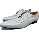 Sapato Masculino Italiano em Couro Social Executivo Branco Export Bico Fino Ref: 411 Branco