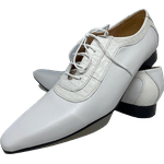 Sapato Masculino Italiano em Couro Social Executivo Branco Export Bico Fino Ref: 411 Branco