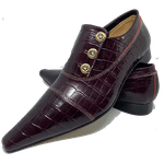 Sapato Masculino Italiano em Couro Social Executivo Jazz Palace Bico Fino Ref: 413 Bordô