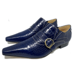 Sapato Masculino Italiano em Couro Social Executivo Azul Originals Bico Fino Ref: 414 Azul