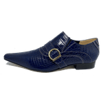 Sapato Masculino Italiano em Couro Social Executivo Azul Originals Bico Fino Ref: 414 Azul