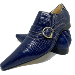 Sapato Masculino Italiano em Couro Social Executivo Azul Originals Bico Fino Ref: 414 Azul