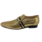 Sapato Masculino Italiano em Couro Social Executivo Dourado Mistery Bico Fino Ref: 419 Dourado