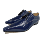 Sapato Masculino Italiano em Couro Social Executivo Azul Jabbour Bico Fino Ref: 423 Azul