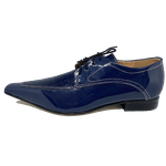 Sapato Masculino Italiano em Couro Social Executivo Azul Jabbour Bico Fino Ref: 423 Azul