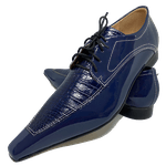Sapato Masculino Italiano em Couro Social Executivo Azul Jabbour Bico Fino Ref: 423 Azul