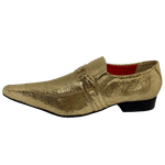 Sapato Masculino Italiano em Couro Social Executivo Dourado - Ref: 594