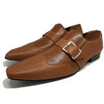 Sapato Masculino Italiano em Couro Social Executivo Marrom Human Bico Fino Ref: 185 Marrom