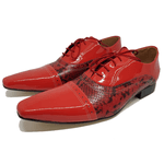 Sapato Masculino Italiano em Couro Social Executivo Vermelho Data Bico Fino Ref: 188 Vermelho