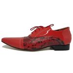 Sapato Masculino Italiano em Couro Social Executivo Vermelho Data Bico Fino Ref: 188 Vermelho