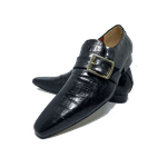 Sapato Masculino Italiano em Couro Social Executivo Preto Band Bico Fino Ref: 285 Preto