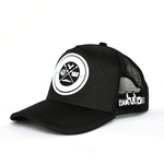 BONÉ D'JANGUS PRETO LOGO BRANCO SILK C/ TELA ABA CURVA