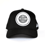 BONÉ D'JANGUS PRETO LOGO BRANCO SILK C/ TELA ABA CURVA