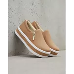 Tênis Feminino Slip On Zíper Sola Alta DK Caramelo 