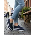 Tênis Feminino Slip On Zíper Sola Alta DK Preto